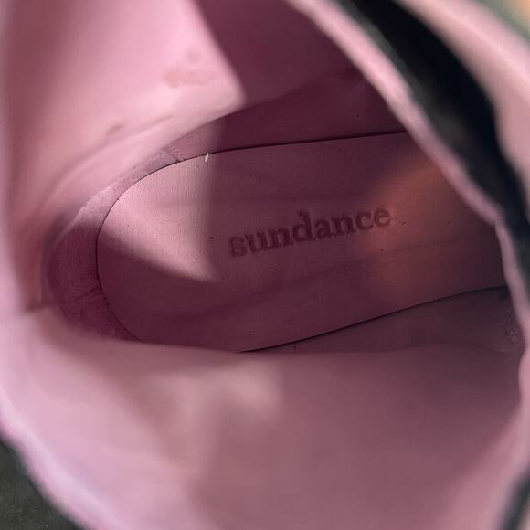 Sundance Suede Booties Womens 37 US 6.5 Lace Black Bow Ankle Boot - Picture 6 of 9